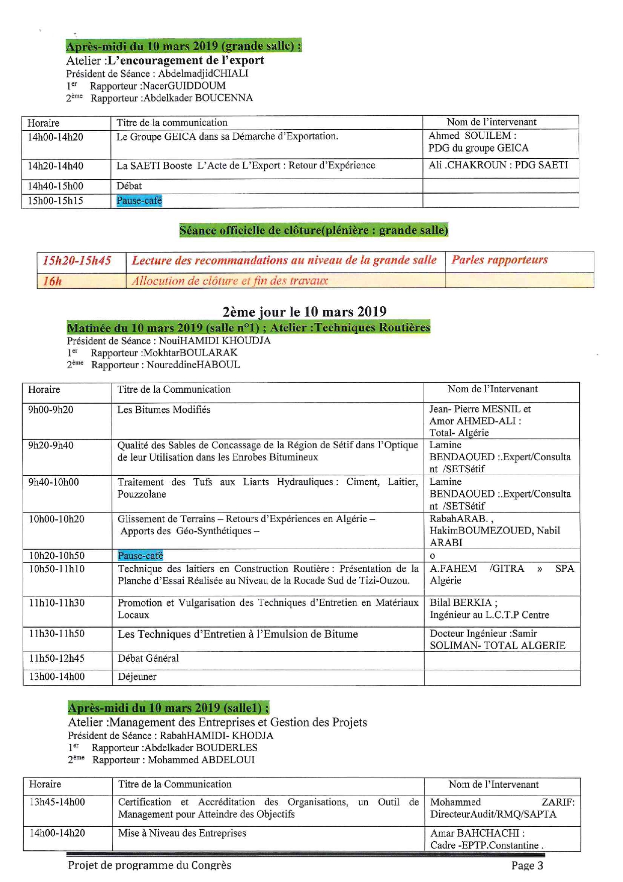 Participation de l'ENSTP au 4ème congrés de la route | École Nationale ...